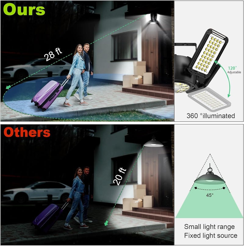 INXPHY Solar Shed Light Outdoor Indoor, Upgrade 6500K 1200Lumen 174 LEDs Motion Sensor Pendant Light, 120°Adjustable 4+1 Solar Powered Lights Camping Plants Garage Waterproof Remote & Timer - Image 4